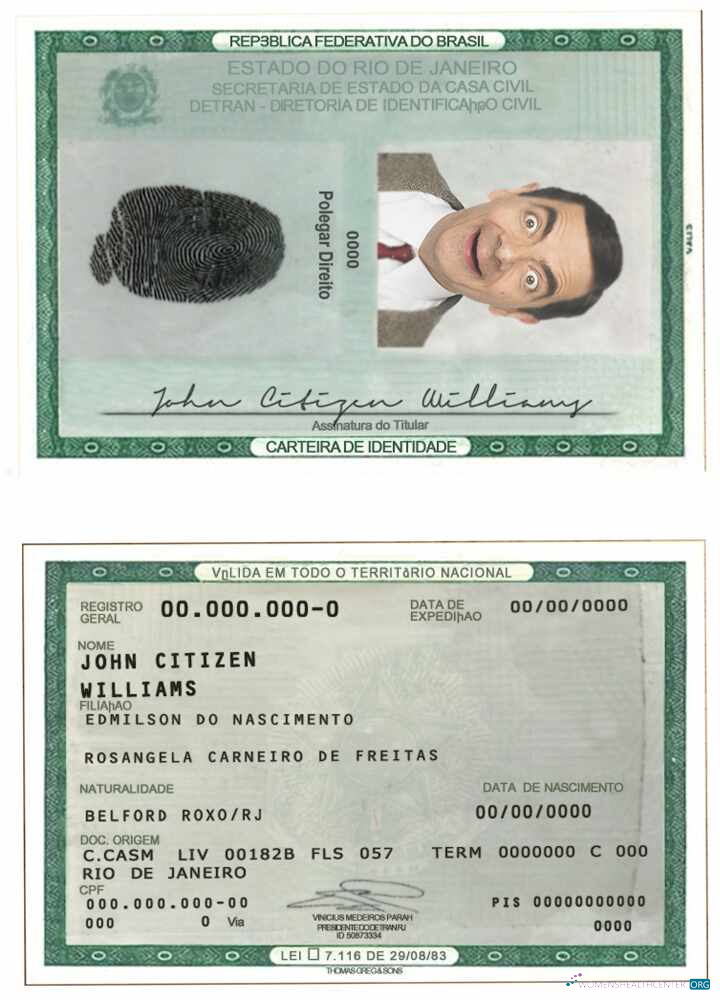 Download Brazil ID template (2010 – present) Photoshop template